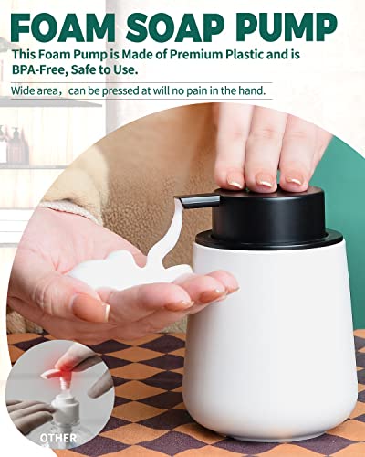 Bosilunlife Ceramic Foaming Soap Dispenser - 12Oz Bathroom Countertop Kitchen Dish Soap Pump Dispenser Foam Soap Dispenser - Matte White - color: Matte White