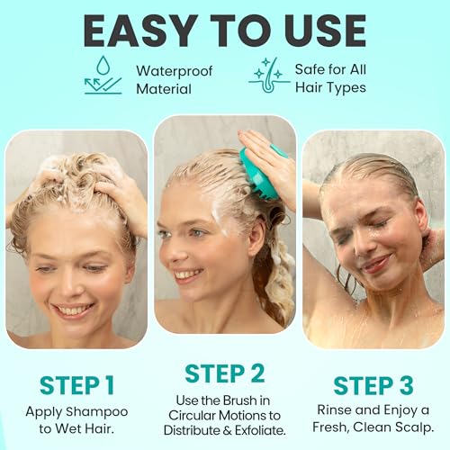 RELAXXO Scalp Massager Hair Growth – Exfoliator & Hair Scrubber for Scalp, Soft Bristles for Dandruff & Soothing Comfort, Shampoo Brush, Wet & Dry Use, Green - color: Green
