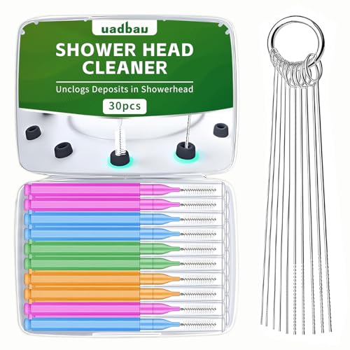 Shower Head Cleaner Tool Set, Multi-Size Shower Head Cleaning Brush for Small Hole Anti-Clogging Nozzle with Storage Boxes, Picks Fitting Nozzle Unclogger for Household Bathroom (30 Pcs) - color: 30pcs