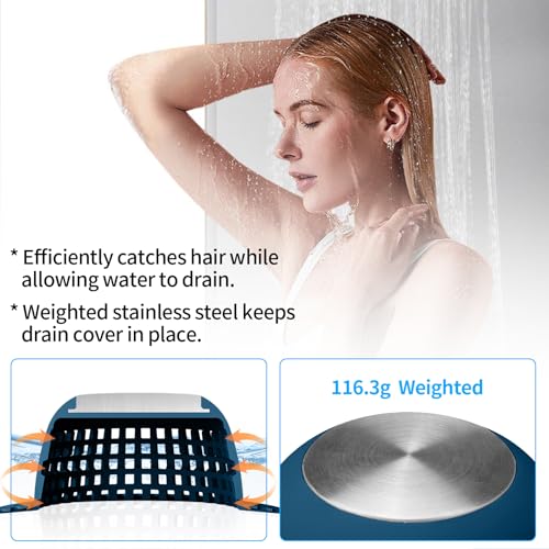Aluvor Shower Drain Hair Catcher Bathtub Drain Cover Sink Drain Protector | Bathroom Sink & Bathtub Drain Strainer for Pop-Up & Regular Drains, Silver Navy Blue - color: Silver Navy Blue
