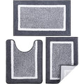 Bathroom Rugs Sets 3 Piece with U-Shaped Contour Toilet Mat Shower Rugs Absorbent Microfiber Plush Bath Mats Non Slip Bath Rugs Shaggy Floor Mats Machine Washable - color: Dark Grey