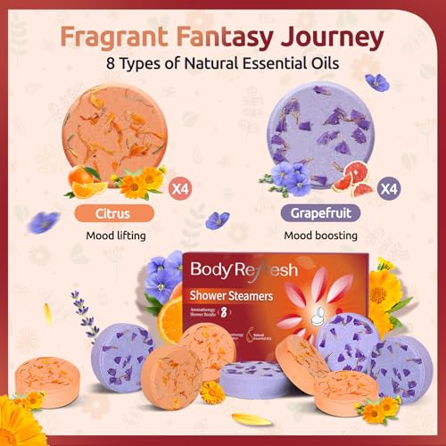 Shower Steamers Aromatherapy-8 Pack Shower Bombs with Essential Oils, Mothers Day Gifts for Mom Wife, Birthday Gifts for Women Self Care Relaxation Home SPA Teacher Appreciation Gift (Red) - color: Red