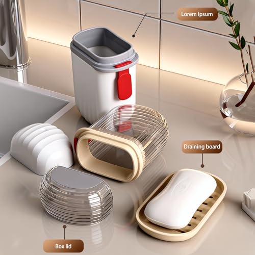 2-Pack Waterproof & Leakproof Travel Soap Case with Lid, Portable Soap Container with Draining Layer for Travel, Camping, Bathroom, Gym, Outdoor