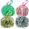 DadyMart Bath Shower Loofah Sponge 60g Bath Mesh Pouf Shower Ball Body Scrubber Exfoliating Bath Sponge for Women and Men, Set of 4, Black (Loofah-Medium, Army Green) - style: Army Green