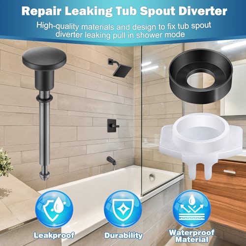 Enhon 2 Set Tub Spout Diverter Repair Kit, Includes 2 x Diverter Valve Stems, 2 x Cup Seals and 2 x Gates, Bathroom Shower Bathtub Leaky Faucet Repair Replacement Parts(Matte Black,Classic) - color: Matte Black