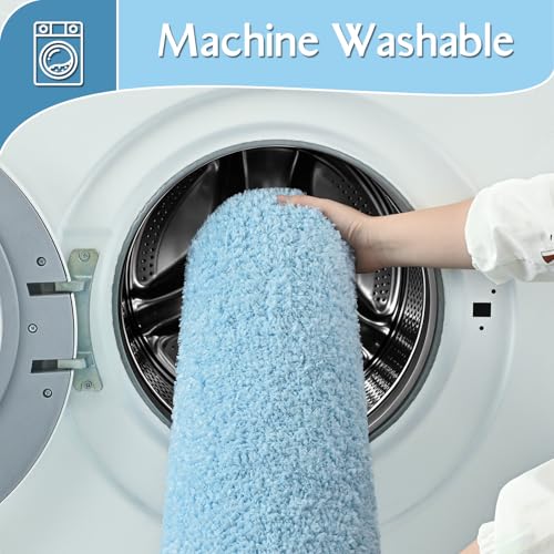 HOMORE Bathroom Rug Set 2 Piece,Soft Absorbent Bath Mats Set,Machine Washable Bath Rug Sets for Bathroom Non Slip,(21"x34"+21"x21") Plush Shaggy U Shape Contour Toilet,Light Blue - color: Light Blue