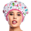 Reusable Shower & Bath Cap, Lined, Oversized Waterproof Shower Caps Large Designed for all Hair Lengths with Lining & Elastic Band Stretch Hem Hair Hat - Fashionista Diva - color: Diva