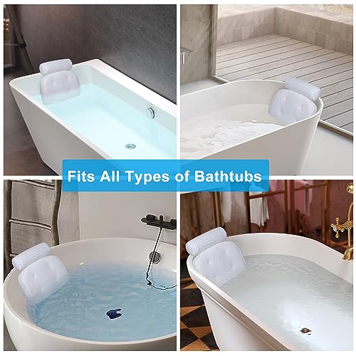 Bath Pillow for Tub Support Neck and Back, Bathtub Pillow Bath Accessories for Bathtub Women, Hot Tub Accessories for Adults White