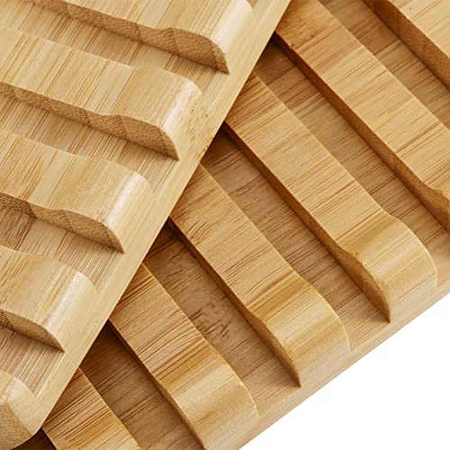 6 Pack Bamboo Soap Dishes, Self Draining Soap Tray with Slanted Waterfall Design, Bar Soap Holder for Shower, Bathroom, Kitchen, Sinks and Countertop, 5.1 x 3.5 x 0.7 Inch