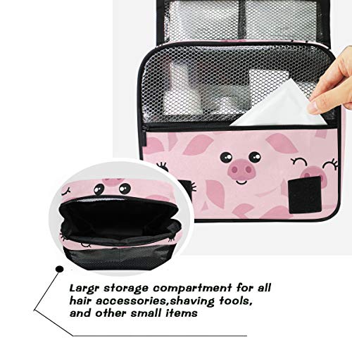 senya Hanging Travel Toiletry Bag Kit Makeup Case Cosmetics Organizer for Men Women - color: Cute Pigs