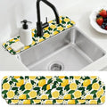 2 Pcs Kitchen Sink Splash Guard Faucet Mat Lemon Flowers and Leaves Pattern Faucet Mat for Sinks Flower Absorbing Drying Mats for Kitchen Bathroom - color: Lemon and Leves