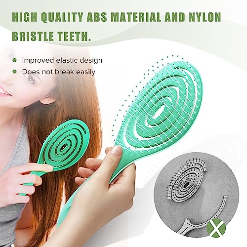 SHINLEA Hair Brush, Detangle Anti Tangle Brush, Spiral Hairbrush for Wet & Dry Hair, Women, Men, Kids, Glide Through Tangles For All Hair Types, Green - color: Green