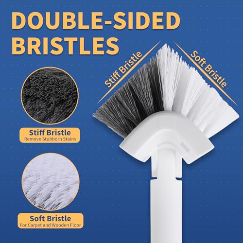 BOOMJOY Grout Brush with Long Handle, 57" Grout Cleaner for Tile Floors, Double-Sided with V-Shape Stiff Bristles for Bathroom, Patio, Kitchen, Wall, Corners and Deck - color: V-shaped