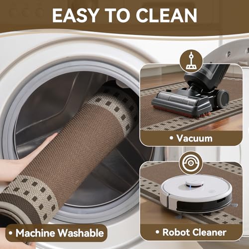 Kitchen Mats for Floor, 17''x30'' Washable Absorbent Kitchen Mat Non Slip, Braided Kitchen Runner Rug, Kitchen Sink Rug, Brown - color: B Graphic Brown, size: 17''x30''