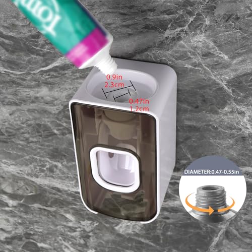 2 Slot Toothbrush Holder and Toothpaste Dispenser Wall Mounted, Automatic Toothpaste Squeezer, 2 in 1 Tooth Brush Toothpaste Organizer for Shower (Grey) - color: Grey, size: 1