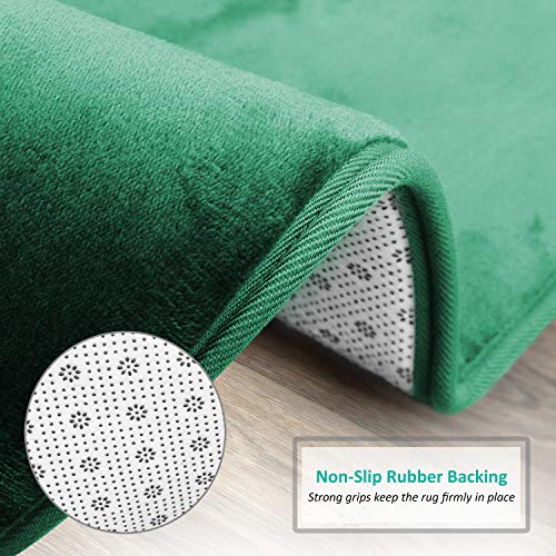 Clara Clark Bathroom Rugs, Velvet Memory Foam Bath Mat, Non-Slip, Machine Washable Bath Rugs - Dries Quickly, Ultra Soft Plush Bath Mats for Bathroom, 17 x 24, Hunter Green - color: Hunter Green, style: 17 x 24
