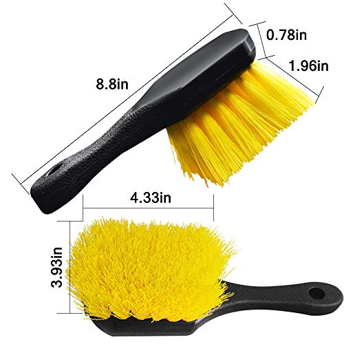 2 Set Wheel & Tire Brush Cleaner for Car, FineGood Wheel Brushes for Cleaning Wheels Auto Wheel Cleaning Brush Bristle Brush Cleaning Tools