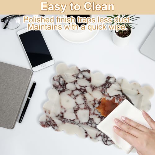 100% Natural Marble Vanity Tray - Real Stone Storage Organizer for Bathroom/Kitchen/Vanity/Dresser, Countertop Tray for Perfume, Jewelry, Home Decor, 11.8 x 7.8 x 0.7 Inch - color: Calacatta Viola