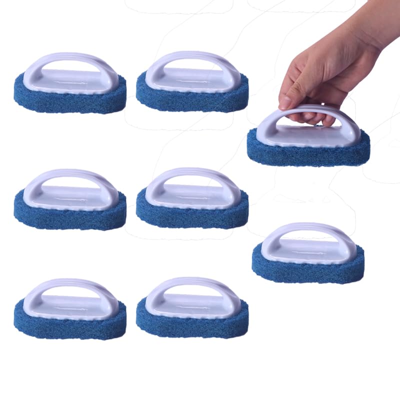 Scouring Pad Brush kit 8 Pieces, Cleaning Brush with Handle, Dish Scrub Brush, Bathroom Brush, Sink Scrub Brush