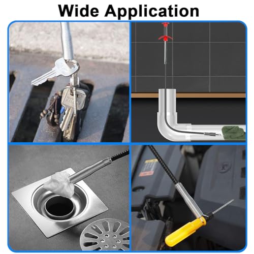 Flexible Claw Grabber Pick up Reacher Tool, Drain Snake Hair Drain Clog Remover Tool Toilet Snakes for Unclogging, Bendable Hose Pickup Reaching Assist for Litter Pick, Home Sink, Toilet (23 Inch)