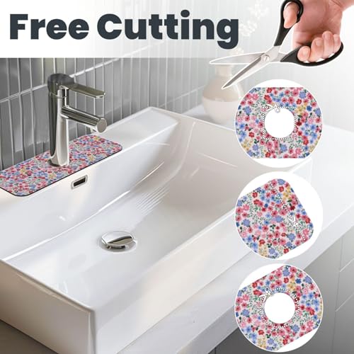 Millefleurs Different Flowers Pink 15" X 5.5" Kitchen Sink Splash Guard Faucet Faucet Guard Draining Mat Sink Splash Guard Faucet Kitchen Bathroom - color: Millefleurs Different Flowers Pink