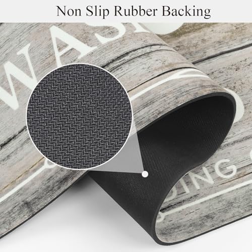 Pauwer Laundry Room Rug Runner 20"x60" Waterproof Rubber Laundry Mat Non Slip Kitchen Mats for Floor Washable Floor Mat Runner Rug for Farmhouse Mudroom Washroom Bathroom Decor - color: Wood Beige, size: 1'8" x 5'