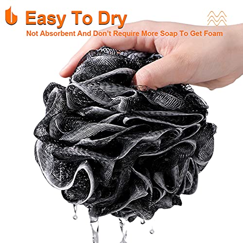 Urbanstrive Shower Bath Sponge XL 75g Soft Shower Loofahs Balls for Body Wash Men Women Bathroom Accessories, 1 Pack, Black - color: Black