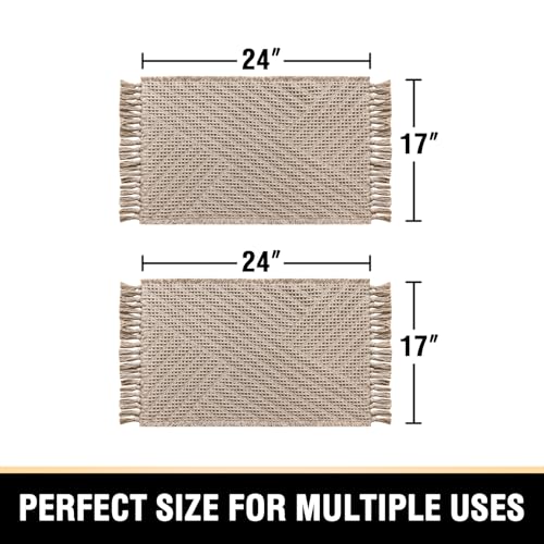 H.VERSAILTEX Waffle Bath Mat Super Absorbent Boho Bath Mat Non Slip Bath Rugs for Bathroom Floor Machine Washable Dry Fast Bathroom Rugs with Tassels (17 x 24 Plus 17 x 24 Inches, Irish Cream) - color: Irish Cream, size: 17" x 24" Plus 17" x 24"