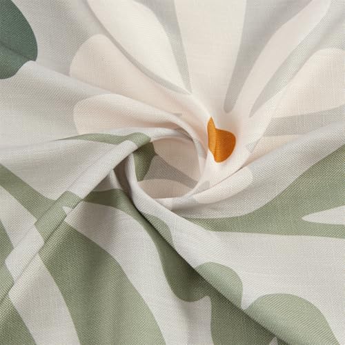 RoomTalks Cute Green Faux Linen Shower Curtain Extra Long 84 Inch - 210GSM Heavy Duty Modern Floral Matisse Spring Summer Aesthetic Botanical Shower Curtain Set with Hooks - color: Green, size: 72"W x 84"L (Pack of 1)