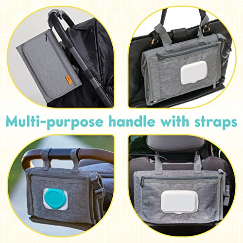 Kopi Baby Portable Diaper Changing Pad - Baby Diaper Changer Travel Bag with Wipes Pocket, Smart Design Portable Changing Mat, Infant Travel Station Kit, Gift for Newborn Girl & Boy - Grey, Modern - color: Grey, size: Modern