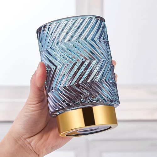 Makeup Brush Holder Organizer,Toothbrush Holders,Desk Pen Pencil Holder,Multifunctional Vintage Glass Brush Cup（A40-7-US） - color: Dark Green
