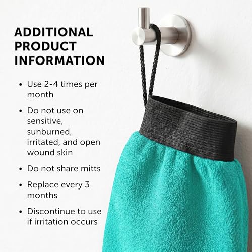Valitic Exfoliating Glove Body Scrubber - Exfoliating Mitt Dead Skin Remover, Shower Face and Body Exfoliator - Korean Style Skin Scrubber Washcloth - Spray and Self Tan Remover, Pair Turquoise - color: Turquoise