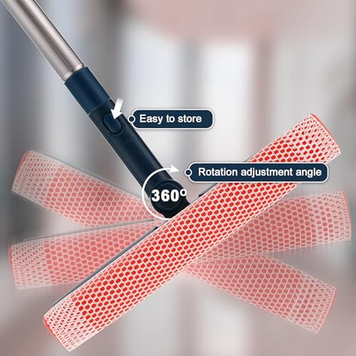 Professional Window Squeegee,2-in-1 Window Cleaner with 56" Long Stainless Steel Handle,Window Washing Kit, Glass Door Cleaner,Multi-Use Car Windshield Cleaning Tool for Gas Station, Glass,Shower