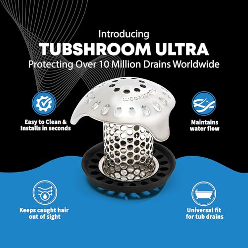 TubShroom Ultra Revolutionary Bath Tub Drain Protector Hair Catcher/Strainer/Snare Stainless Steel, Single Pack - style: Stainless Single