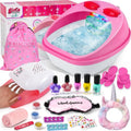 Kids Foot Spa & Nail Kit Set, Kids Spa Day Kit for Girls, Massage Foot Soak Tub and Nail Dryer, Toys Manicure Pedicure Art Salon Girl Gift for 5 6 7 8-12, Christmas Birthday Gifts
