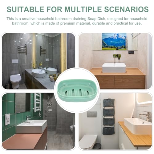 NUOBESTY Portable Waterproof Soap Dish with Lid 2pcs Set (Green Square Green Rectangle) Household Soap Case for Travel and Bathroom with Drainage for Home Use