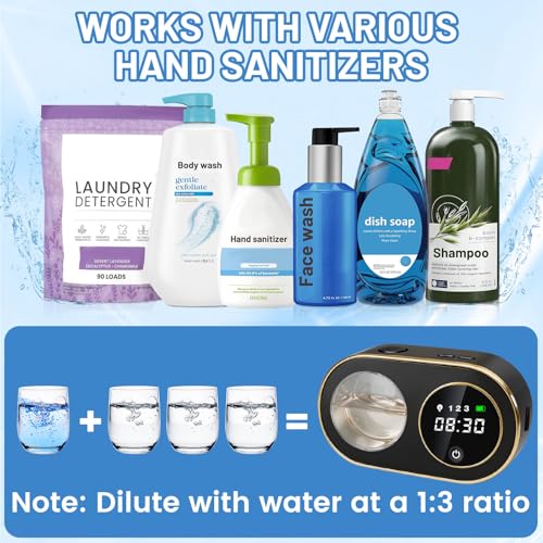 Automatic Soap Dispenser, 320ML Touchless Smart Hand Soap Dispenser, 3 Adjustable Soap Levels, Rechargeable Wall Mounted Electric Foam Soap Dispenser for Bathroom Kitchen Office (Black - T1) - color: Black - T1
