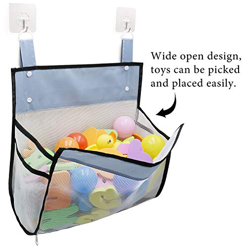 Muchufn Bath Toy Organizer Multiple Ways to Hang | Extra Large Opening Bathroom Toy Holder, Bottom Zipper Bathtub Toy Storage Bag (Black) - color: Black