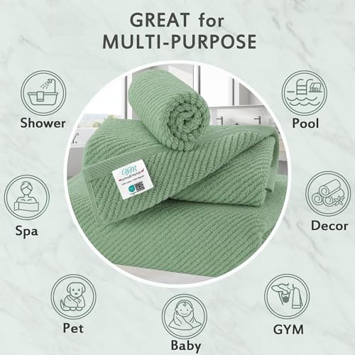 VOOVA & MOVAS Green Towels for Bathroom, 100% Cotton | Quick Dry | Soft | Thick, 3 Piece Towel Set, 1 Large Bath 30" x 56", 1 Hand 18" x 28", 1 Wash Cloth 13" x 13", Bathroom Essentials, Mint Green - color: Mint Green, size: 3 PC Bathroom Towel Set