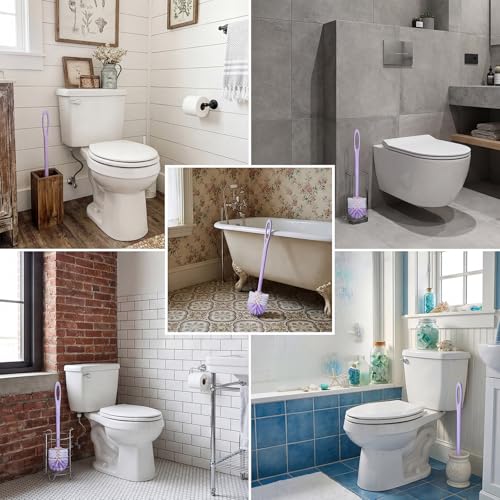 12 Pcs 17.3 Inch Purple Toilet Brush Bulk with Hook Hole Long Handle Toilet Bowl Cleaner Scrubber for Bathroom Household Cleaning Supplies Christmas Home Gifts - color: Purple
