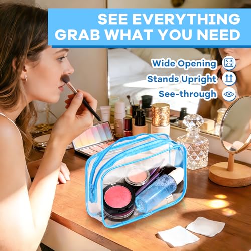 YedsIntu 16 Packs Clear Makeup Bag Bulk, Waterproof Cosmetic Storage Bags, TSA Approved Toiletry Bags PVC Zipper Plastic Pouches for Organizing Travel Bathroom - color: Multicolored-M