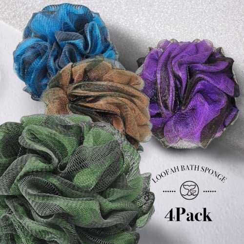 WhaleLife Loofah Bath Sponges - Gentle Exfoliating Shower Loofah for Rich Lather, Durable Matte Mesh Body Scrubber for Men & Women 4 Pack - style: Modern; Minimalist;