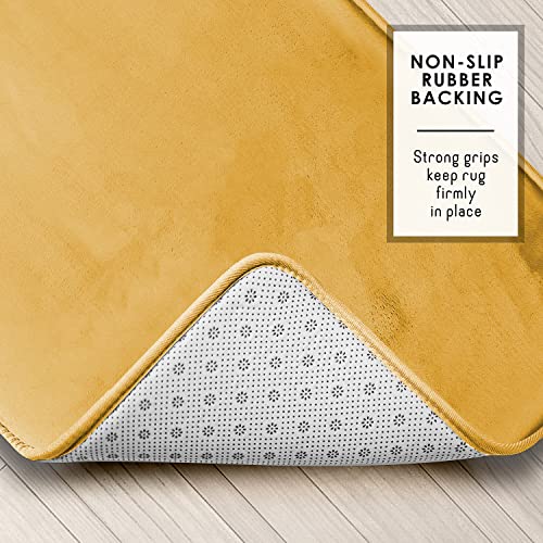 Clara Clark Bathroom Rugs, Velvet Memory Foam Bath Mat, Non-Slip, Machine Washable Bath Rugs - Dries Quickly, Ultra Soft Plush Bath Mats for Bathroom, 17 x 24, Camel Gold - color: Camel Gold, style: 17 x 24