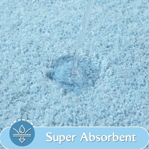 HOMORE Bathroom Rug Set 2 Piece,Soft Absorbent Bath Mats Set,Machine Washable Bath Rug Sets for Bathroom Non Slip,(21"x34"+21"x21") Plush Shaggy U Shape Contour Toilet,Light Blue - color: Light Blue