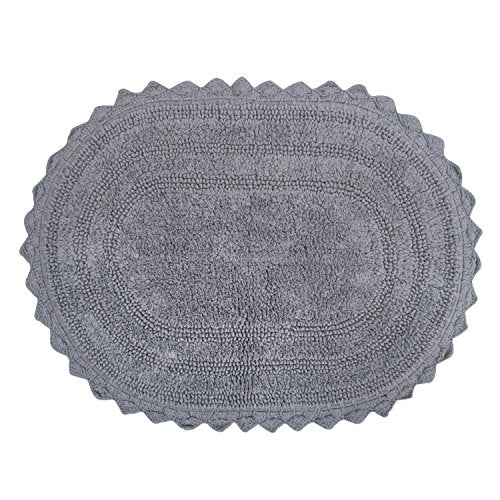 DII Crochet Collection Reversible Bath Mat, Small Oval, 17x24, Gray - color: Grey, size: 1'5" x 2' (Oval)