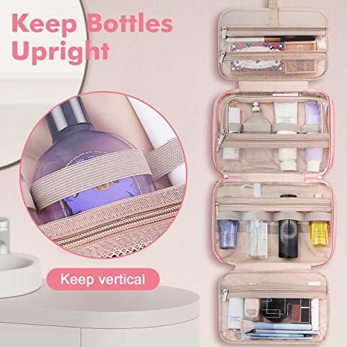 Wedama Toiletry Bag for Women, Medium Cosmetic Travel Bag, Hanging Toiletry Bag for Bathroom, Thickened PVC Waterproof Makeup Bag, Toiletries Bag for Travel Business Trips and Camping, Pink - color: Pink, size: Medium, style: Minimalist