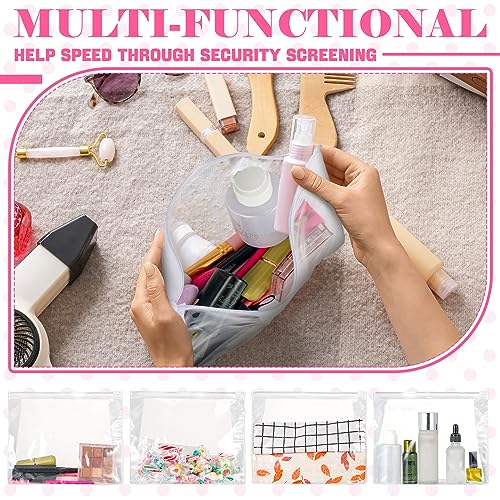 Xuniea 100 Pcs Mini Clear Makeup Bag PVC Small Travel Toiletry Organizer Pouches Bulk Waterproof Transparent Plastic Cosmetic Bag with Zipper for Women Men Travel(8.6'') - size: 8.6''