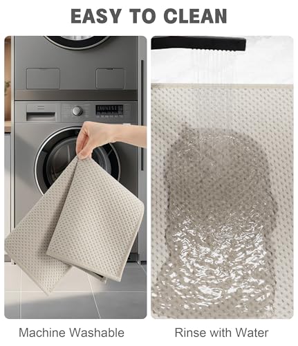 YIHOUSE Bathroom Rug Sets 2 Piece, Ultra Thin Quick Dry Bath Mat, Absorbent Bath Mat for Bathroom Non Slip Machine Washable Bath Rug (Beige) - color: Beige, size: 2 Pieces (Small)