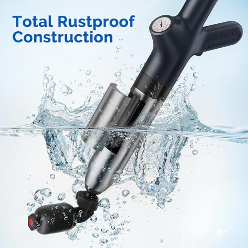 HAMITOR Toilet Plunger Drain Clog Remover: High Pressure Air Plunger & Heavy Duty Toilet Snake with Barometer for Sink, Drain Clogs - Unclogging Tool for Failed Traditional Plungers, Ink Black