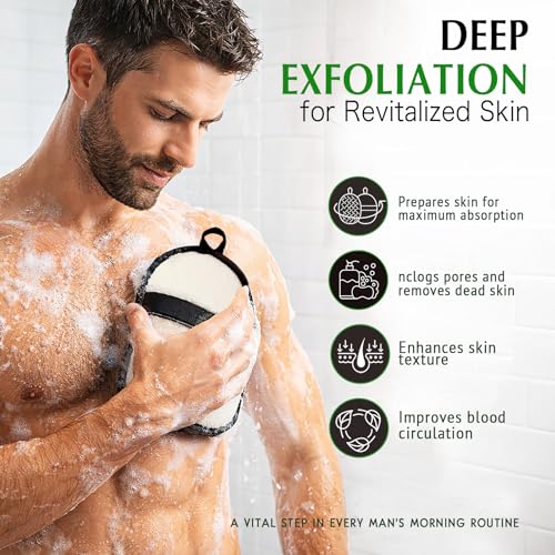 YIQINGJIE Egyptian Loofah Body Scrubber for Men, XL Natural Luffa Sponge for Full-Body Exfoliation, 2 Pack, Black - style: 2pc Large(5.12x7.09)inch